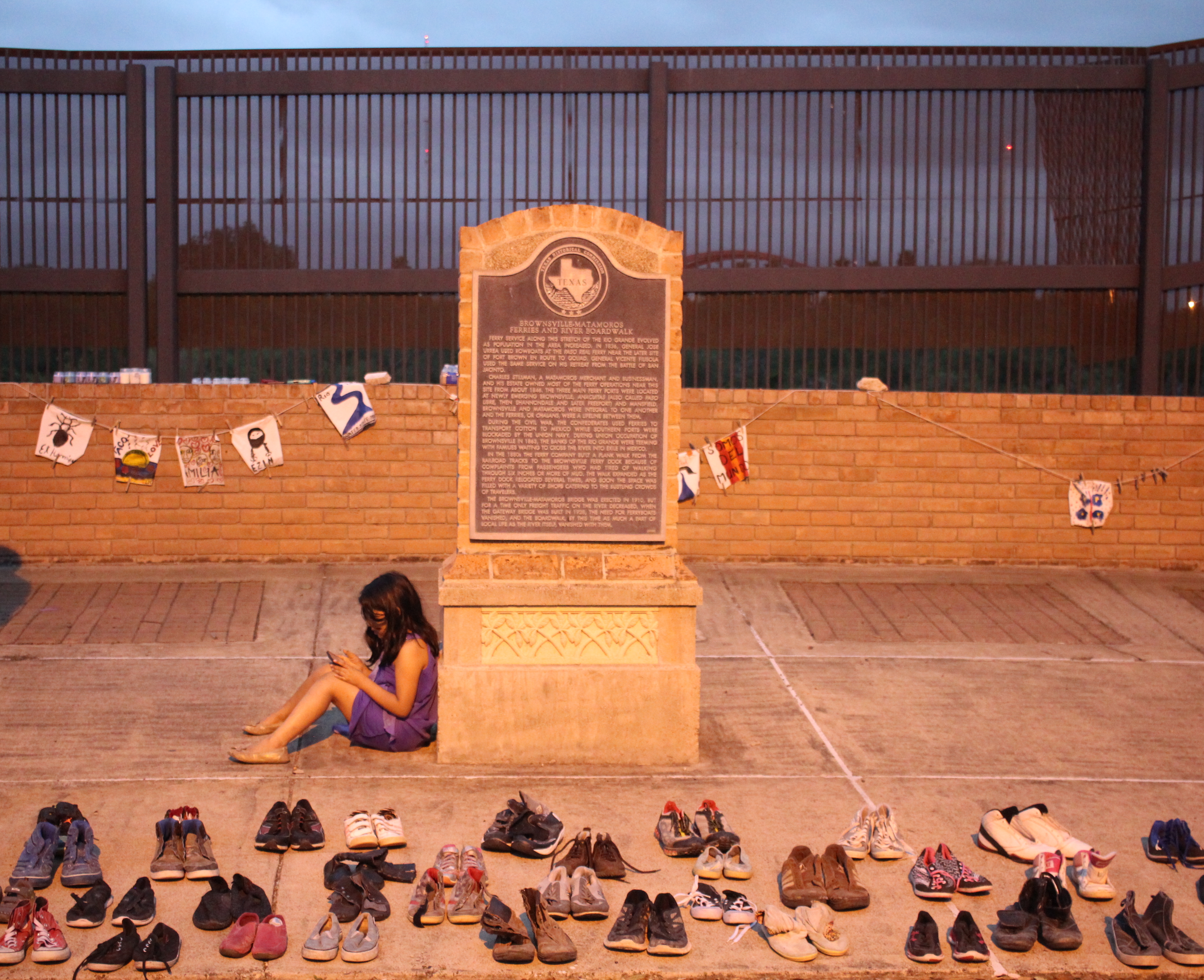 Child at immigrant memorial